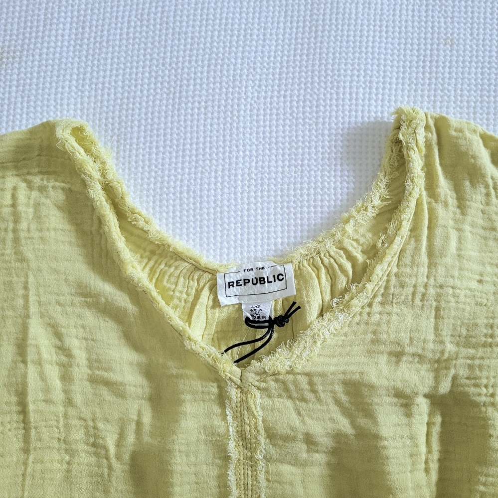 For the Republic Chartreuse V-Neck Top - NWT - Picture 3 of 13